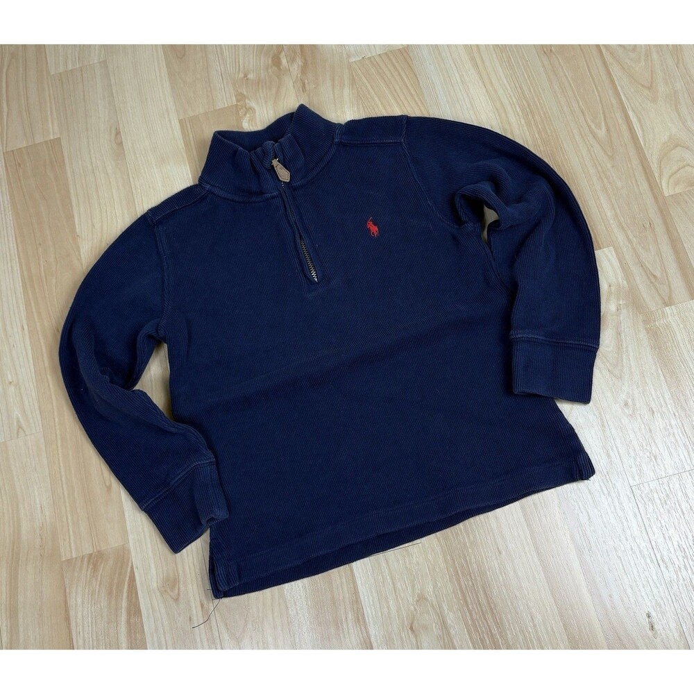 Vintage 90s Polo Ralph Lauren 1/4 Zip Sweater / Navy / Kids Size 5